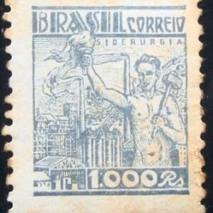 Selo postal do Brasil de 1941 Siderurgia
