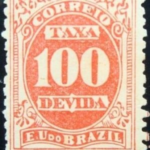 Selo do Brasil de 1893 Taxa Devida Novo Modelo 100