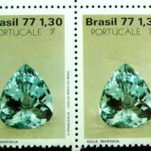 Par de selos Postais do Brasil de 1977 Água Marinha