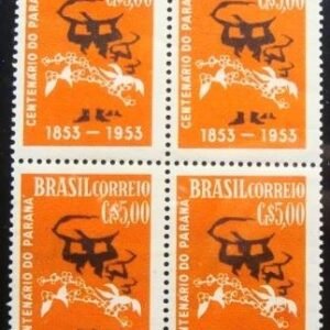 Quadra de selos postais do Brasil de 1953 Centenário do Paraná