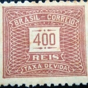 Selo postal do Brasil de 1942 Taxa Devida Horizontal 400 M