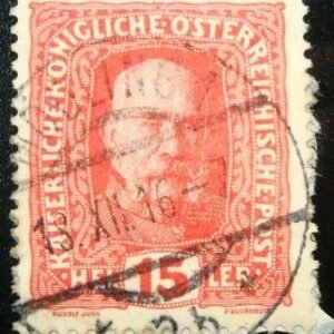 Selo postal da Áustria de 1916 Emperor Franz Joseph 15