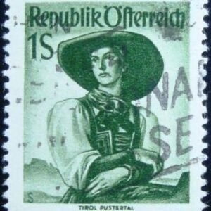 Selo postal da Áustria de 1951 Pustertal