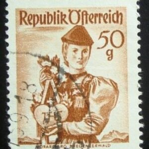 Selo postal da Áustria de 1958 Vorarlberg y