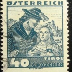 Selo postal da Áustria de 1934 Women from the Lower Inn Valley