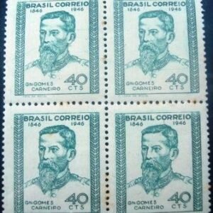 Quadra de selo postal do Brasil de 1946 Gomes Carneiro N QD
