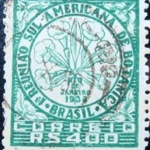 Selo postal do Brasil de 1939 Reunião Botânica - C 135 U
