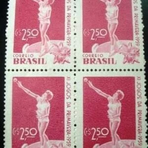 Quadra de selos postas do Brasil de 1959 Jogos da Primavera N QD