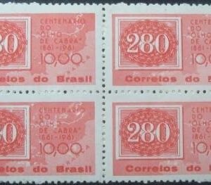 Quadra de selos postais do Brasil de 1961 Olho-de-gato