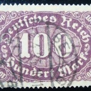 Selos postal da Alemanha de 1922 Mark Numeral 100 U