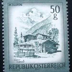 Selo postal da Áustria de 1975 Mayerhofen im Zillertal