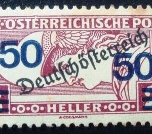 Selo postal da Áustria de 1921 Overprint Deutschösterreich 50