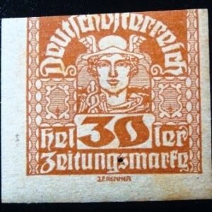Selo postal da Áustria de 1921 Mercury 30 n