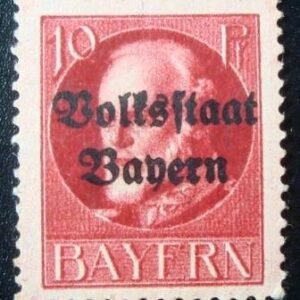 Selo postal da Alemanha Baviera de 1919 Volksstaat on Ludwig III 10