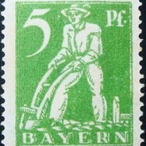 Selo postal da Alemanha Bavária 1920 Plowman 5