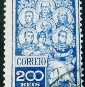 Selo postal comemortivo do Brasil de 1908 C 9 U