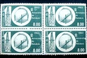 Quadra de selos postais do Brasil de 1963 Petrobrás