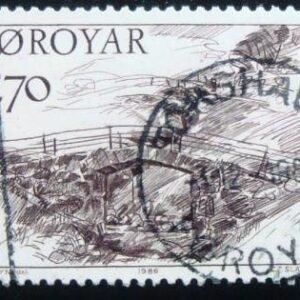 Selo postal das Ilhas Faroe de 1986 Glyvrar on Eysturoy