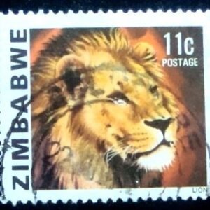 Selo postal do Zimbabwe de 1980 Lion