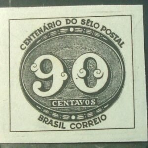 Selo postal de 1943 Olho-de-boi 90 réis