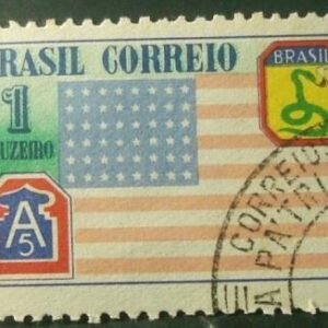 Selo postal Comemorativo do Brasil de 1945 Bandeira Americana NCC