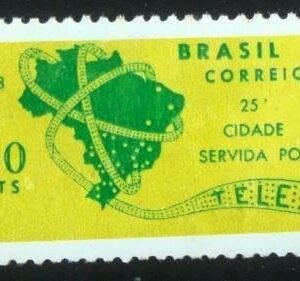 Selo postal do Brasil de 1968 TelexCuritiba