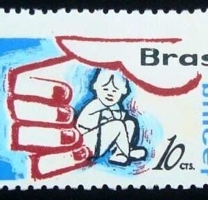 Selo postal do Brasil de 1968 UNICEF 10 M