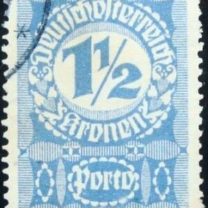 Selo postal da Áustria de 1921 Digit in circle 1½