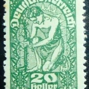 Selo postal da Áustria de 1920 Allegory 20 N