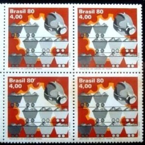 Quadra de selos do Brasil de 1980 Carvão de Pedra