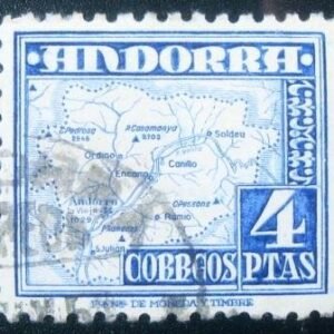 Selo postal da Andorra de 1953 Map of Andorra