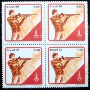 Quadra de selos postais do Brasil de 1980 Tiro ao Alvo M QD
