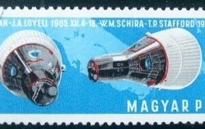 Selo postal da Hungria de 1966 Gemini 6 and Gemini 7