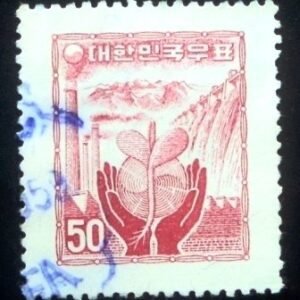 Selo postal da Coréia do Sul de 1958 Reconstruction