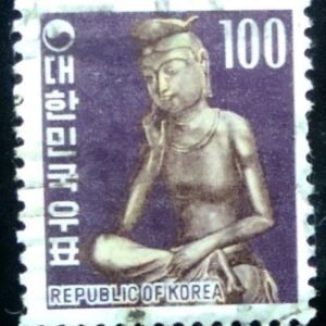 Selo postal da Coréia do Sul de 1969 Seated Buddha