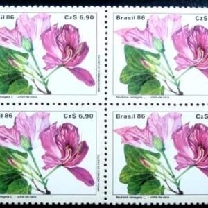 Quadra de selos postais do Brasil de 1986 Unha-de-vaca M