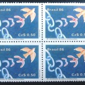 Quadra de selos postais do Brasil de 1986 Anistia Internacional