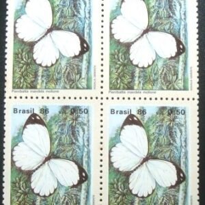 Quadra de selos postais do Brasil de 1986 Pierriballia Mandela Morione