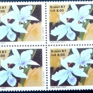 Quadra de selos postais do Brasil de 1987 Laelia Lobata Veitch