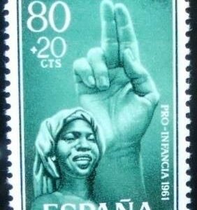 Selo postal de Fernando Poo de 1961 Pro children-evangelism 80+20