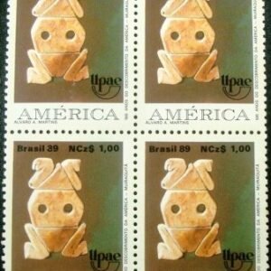 Quadra de selos postais do Brasil de 1989 Muiraquitã