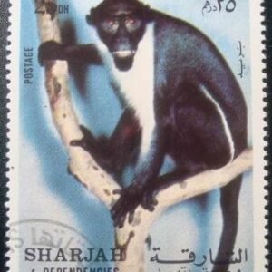Selo postal de Sharjah de 1972 Monkey