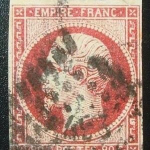 Selo postal da França de 1862 Louis Napoleon 80