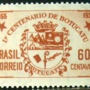 Selo postal do Brasil de 1954 Centenário de Botucatu 60 M