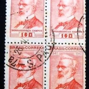 Quadra de selos do Brasil de 1942 Bernardino de Campos