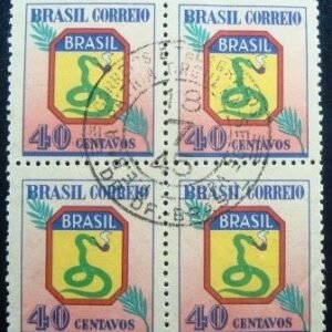 Quadra de selos postais do Brasil de 1945 Cobra Fumando