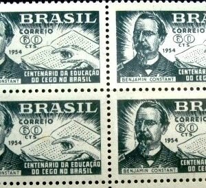 Quadra de selos postais de 1954 Benjamin Constant N