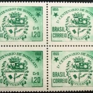 Quadra de selos postais do Brasil de 1955 Botucatu 1.20 M QD