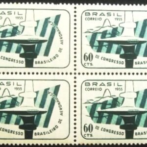 Quadra de selos postais do Brasil de 1955 Congresso Aeronáutica M QD