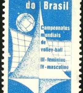 Selo postal do Brasil de 1960 Mundiais de Vôlei - C 454 N